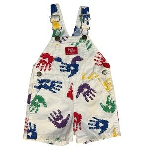 Vintage OshKosh B'Gosh Overalls Vestbak Handprint White 18M Shortalls USA